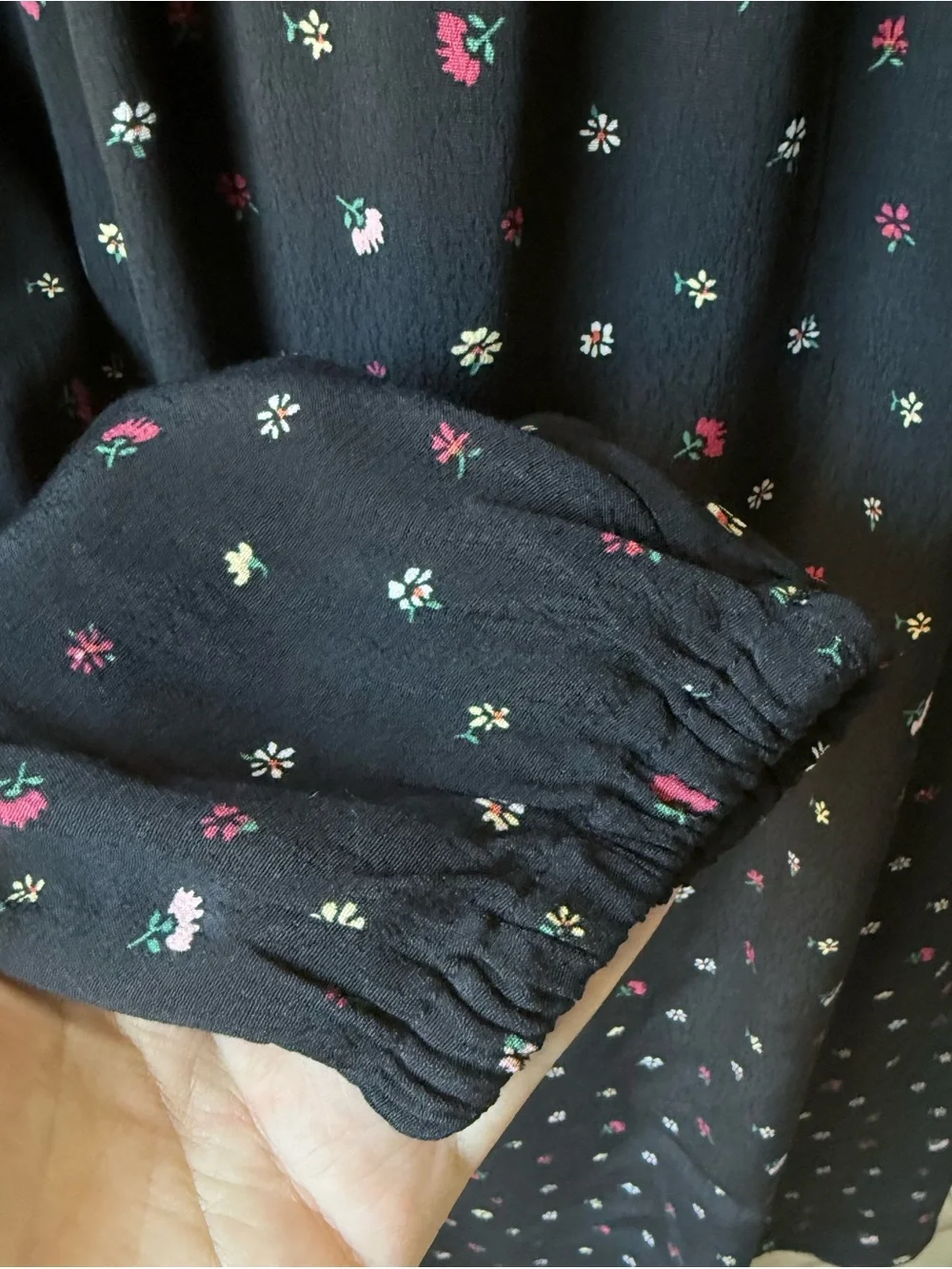 Mines by HATCH Maternity Black Floral Rayon Shift Dress 3/4 Sleeve Size M - Picture 6 of 7